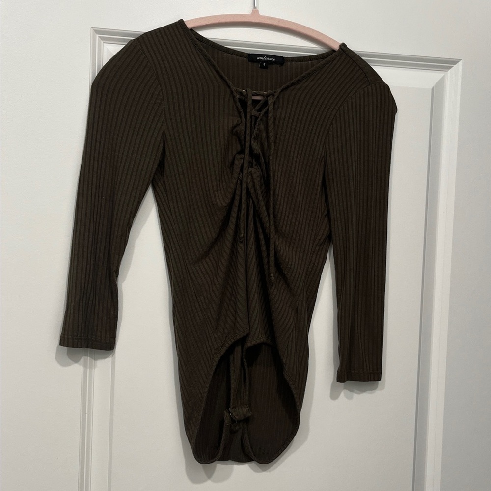 Dark Olive Long Sleeve Bodysuit